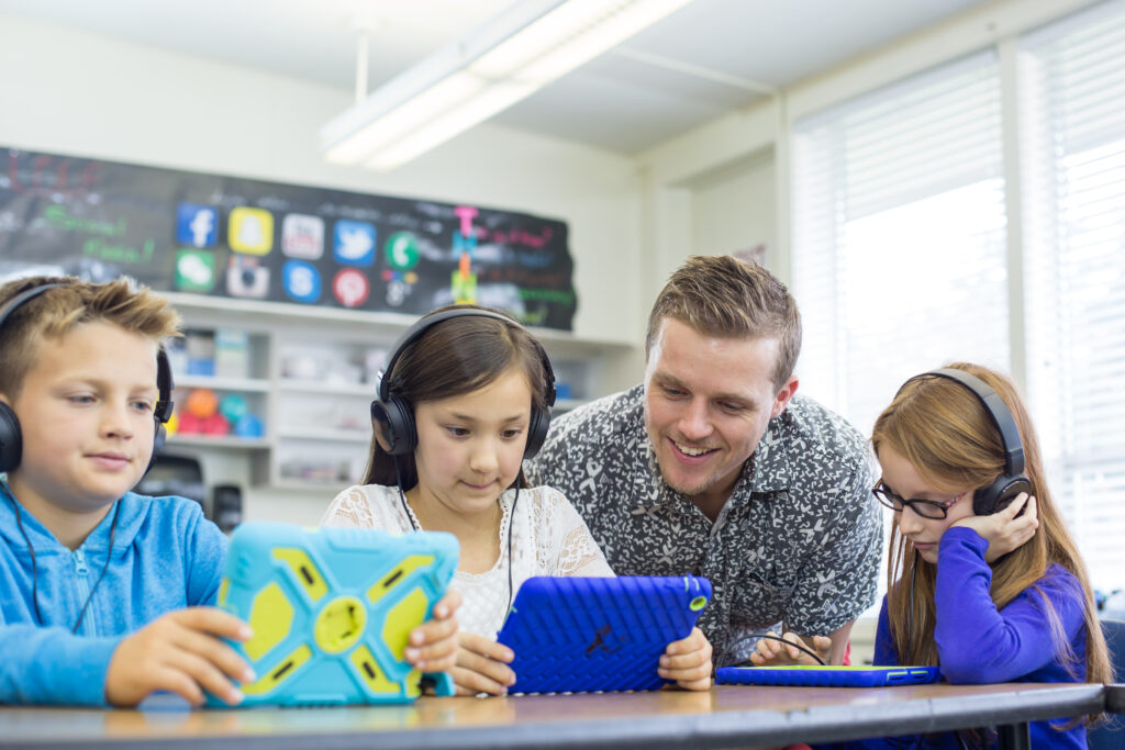 Teacher With Students using the Learning Ally Audio Books App