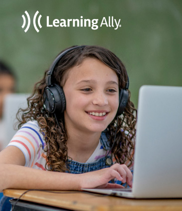 Student listening to audiobooks in a classroom