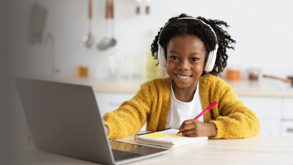 Student with dyslexia learning using audiobooks