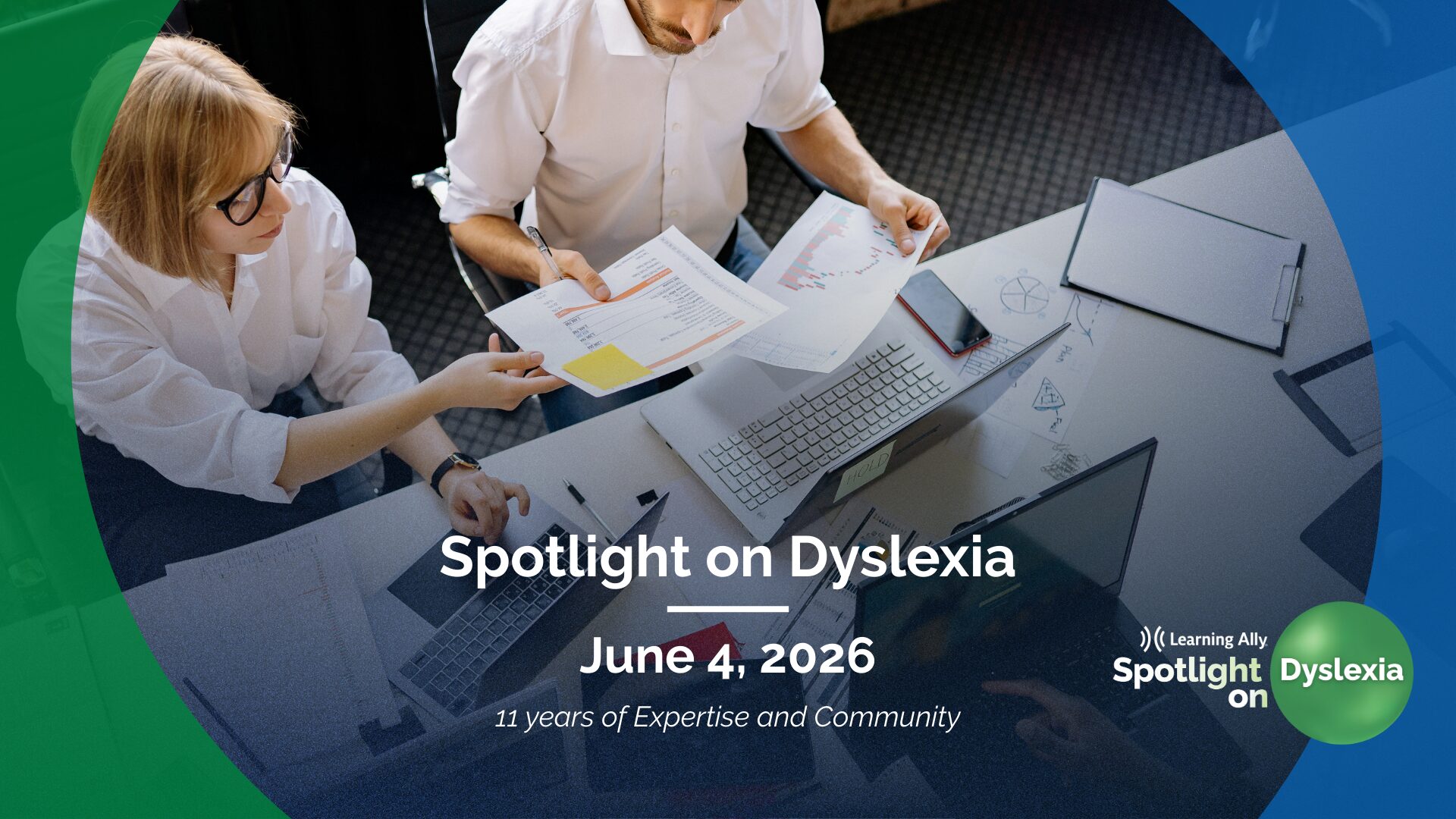 Learning Ally Spotlight on Dyslexia conference June 4 2026 — professionals reviewing literacy research and data, evidence-based dyslexia education professional development